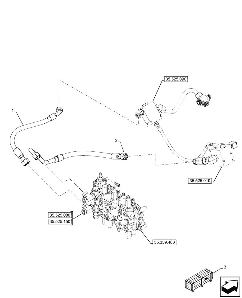 Схема запчастей Case 590SN - (35.359.660) - 7-SPOOL, CONTROL VALVE LINE (35) - HYDRAULIC SYSTEMS