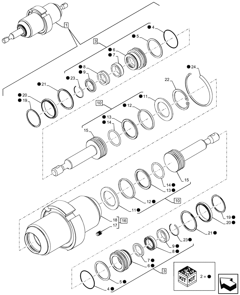 Схема запчастей Case 590SN - (35.734.190) - VAR - 442017 - QUICK COUPLER, CYLINDER, COMPONENTS (35) - HYDRAULIC SYSTEMS