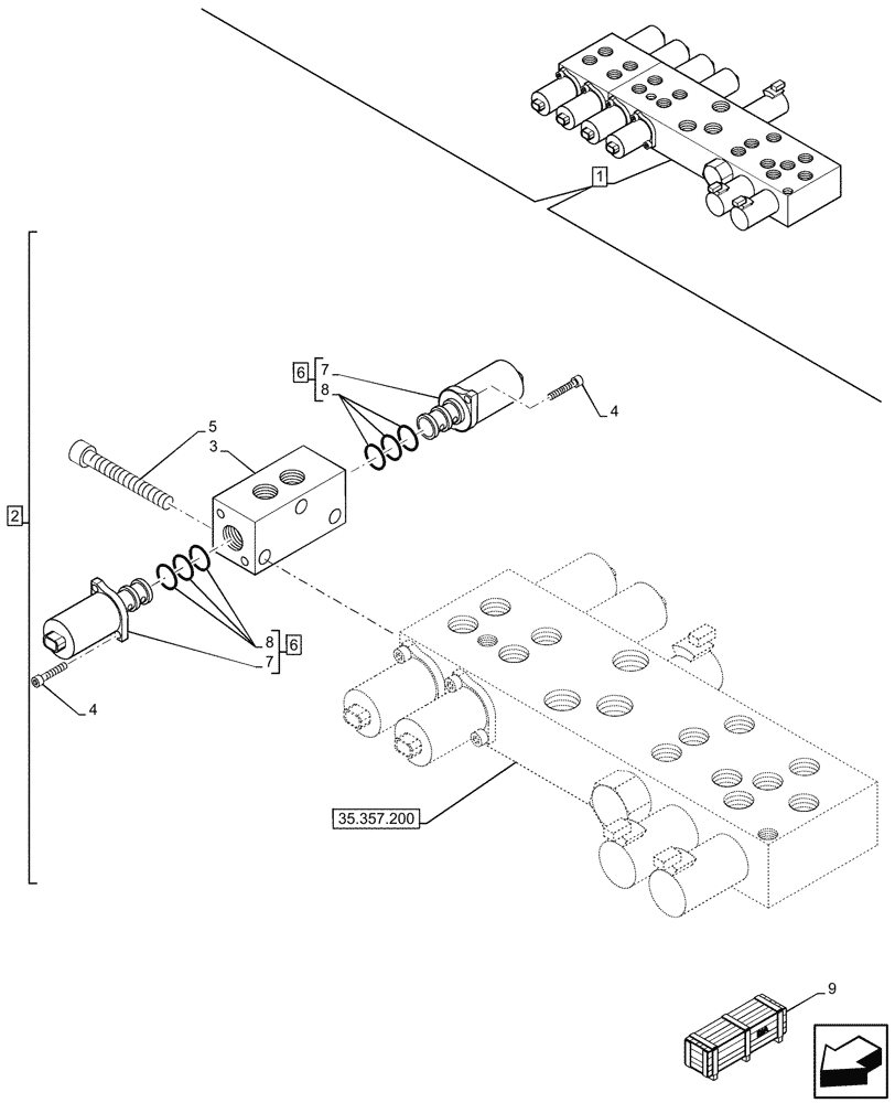 Схема запчастей Case 580N - (35.357.210) - 7-SPOOL, PRESSURE CONTROL VALVE, W/ PILOT CONTROLS, COMPONENTS (35) - HYDRAULIC SYSTEMS