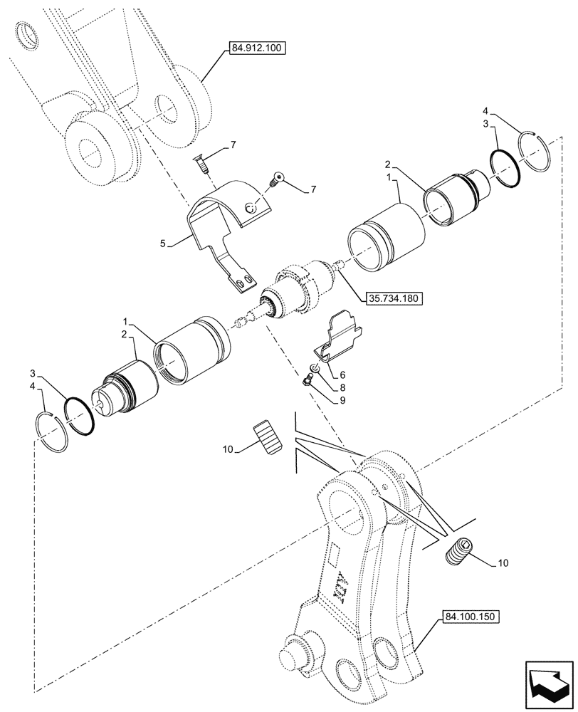 Схема запчастей Case 590SN - (84.100.290) - VAR - 442017 - BACKHOE BUCKET, HYDRAULIC COUPLER (84) - BOOMS, DIPPERS & BUCKETS