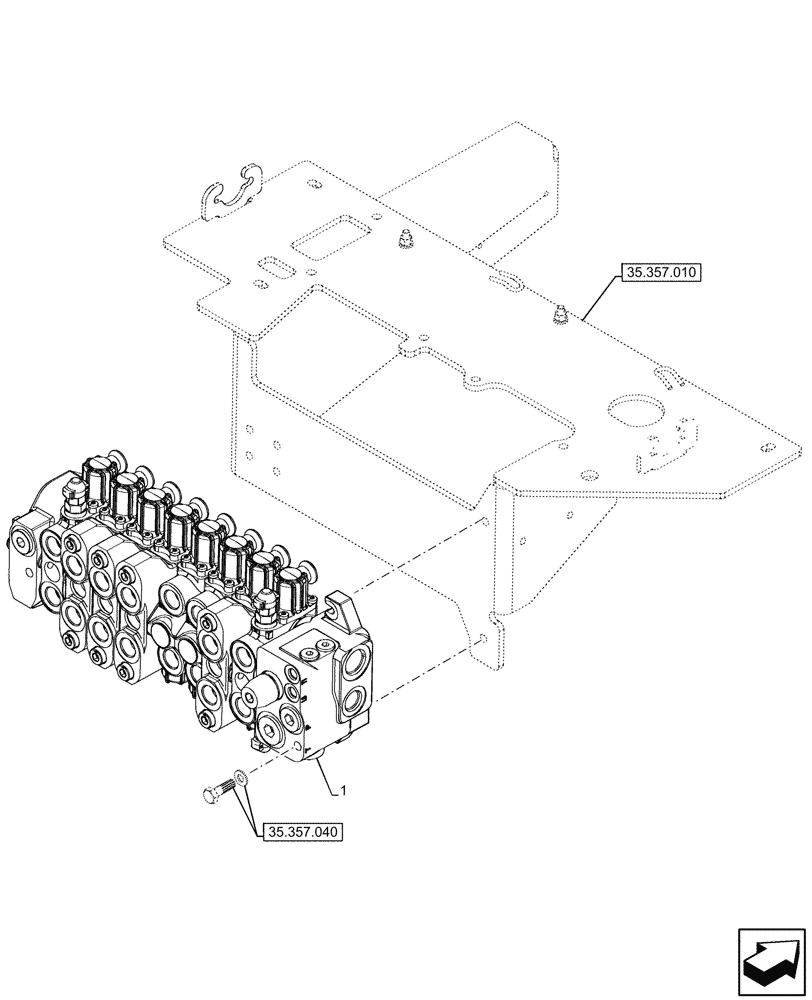 Схема запчастей Case 580N - (35.359.475) - 8-SPOOL, BACKHOE CONTROL VALVE, EXTENDABLE DIPPER, W/ PILOT CONTROLS, W/ DOUBLE AUXILIARY HYDRAULIC, MOUNTING PARTS (35) - HYDRAULIC SYSTEMS