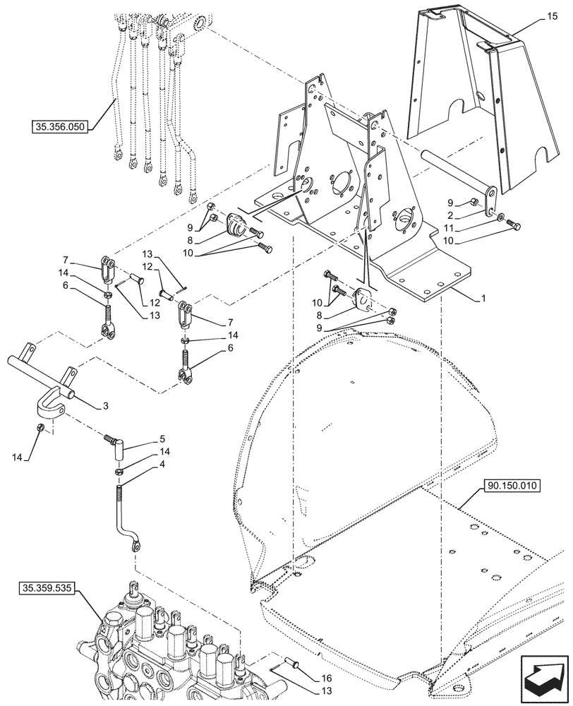 Схема запчастей Case 590SN - (35.356.060) - BACKHOE CONTROL VALVE, 7-SPOOL, MECHANICAL CONTROL, EXTANDABLE DIPPER, W/O 2 LEVER CONTROLS, W/O DOUBLE AUXILIARY (35) - HYDRAULIC SYSTEMS