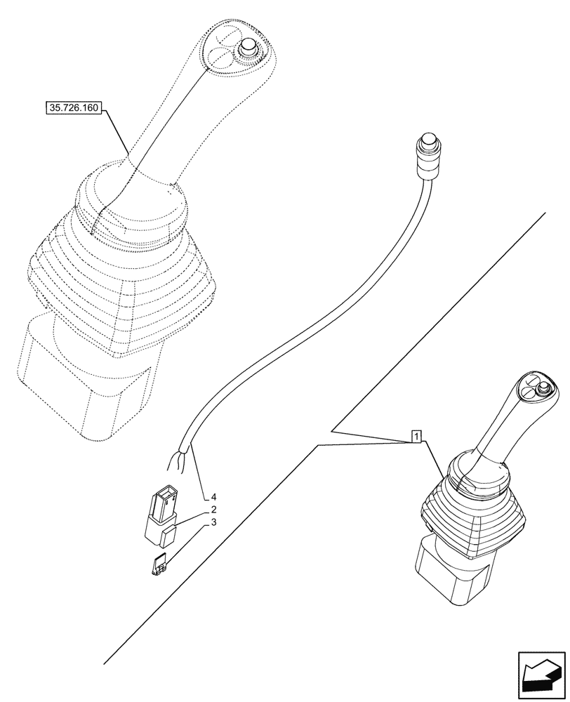 Схема запчастей Case 580N EP - (55.512.390) - 6-SPOOL, 7-SPOOL, JOYSTICK, LH, BUTTON, W/ PILOT CONTROLS, W/O AUXILIARY HYDRAULIC, COMPONENTS (55) - ELECTRICAL SYSTEMS