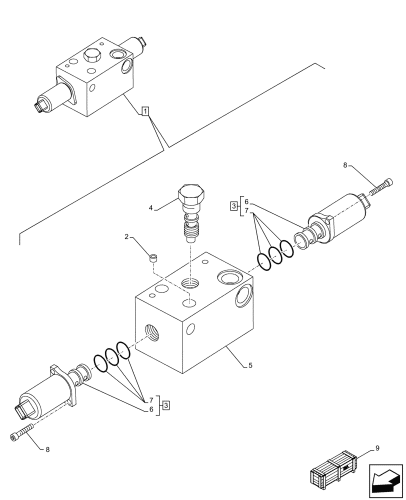 Схема запчастей Case 590SN - (35.359.375) - AUXILIARY CONTROL VALVE, COMPONENTS (35) - HYDRAULIC SYSTEMS