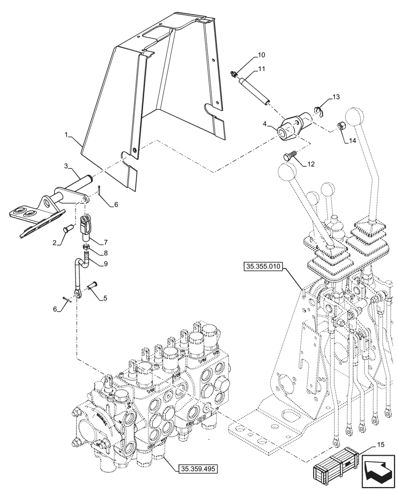 Схема запчастей Case 580SN WT - (35.355.080) - 7-SPOOL, BACKHOE CONTROL VALVE, MECHANICAL CONTROLS, EXTANDABLE DIPPER, HAND SWING, W/ 2 LEVER CONTROLS, W/O DOUBLE AUXILIARY, MOUNTING PARTS (35) - HYDRAULIC SYSTEMS