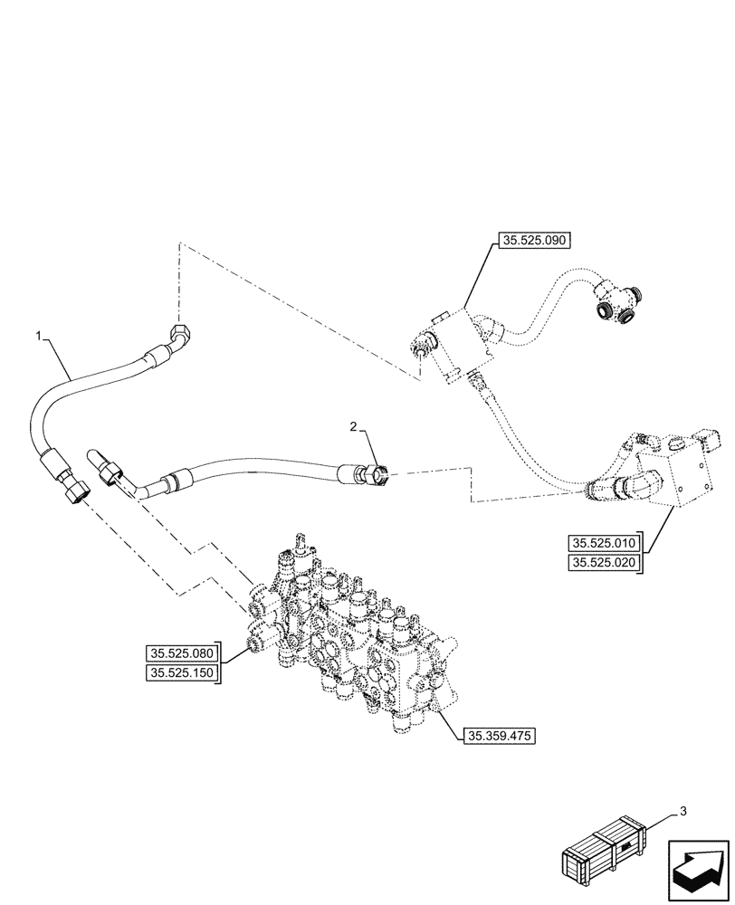 Схема запчастей Case 580SN WT - (35.359.665) - 8-SPOOL, CONTROL VALVE LINE (35) - HYDRAULIC SYSTEMS