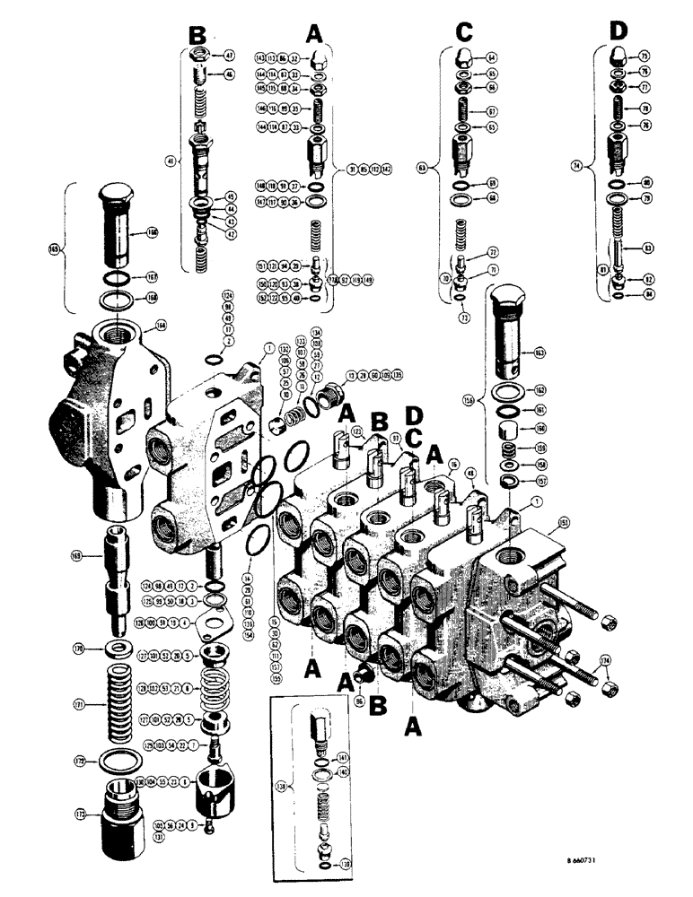 Схема запчастей Case 32S - (118) - D36122 BACKHOE CONTROL VALVE 