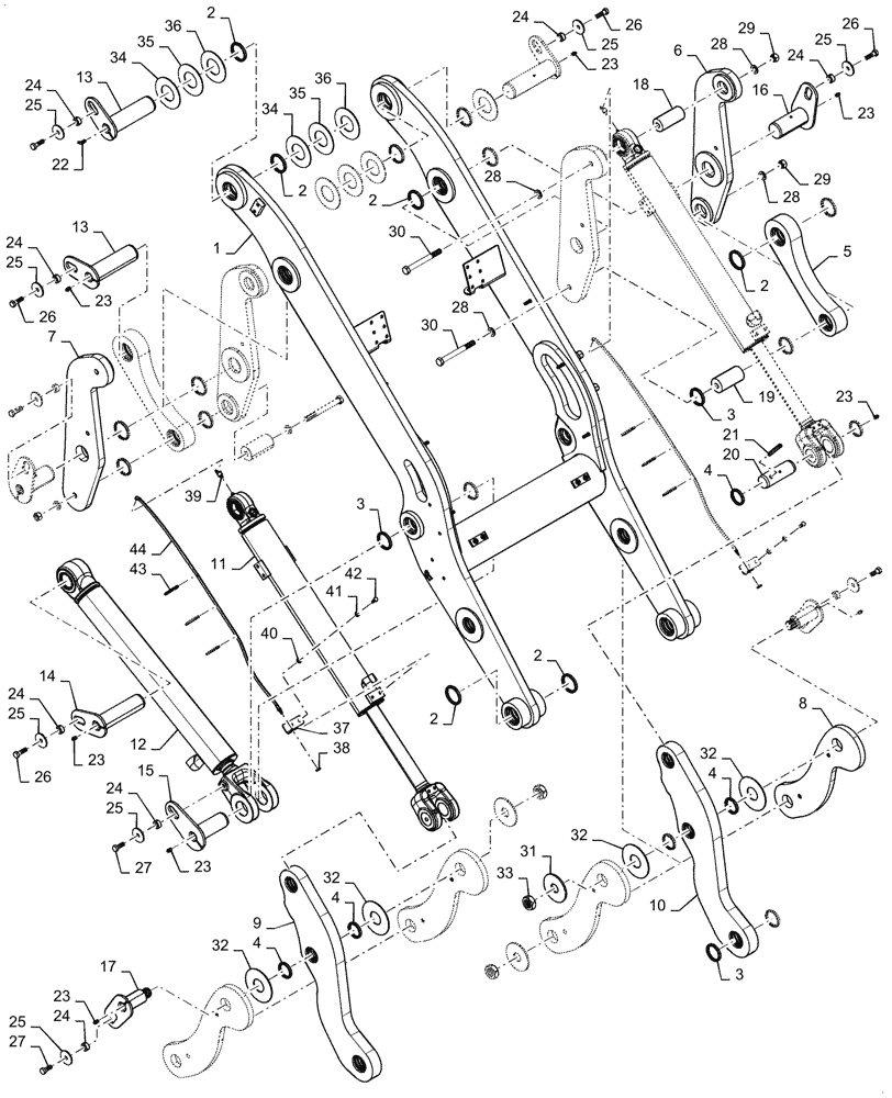 Схема запчастей Case 521G - (39.105.030) - LIFT ARM INSTALLATION, XT (39) - FRAMES AND BALLASTING