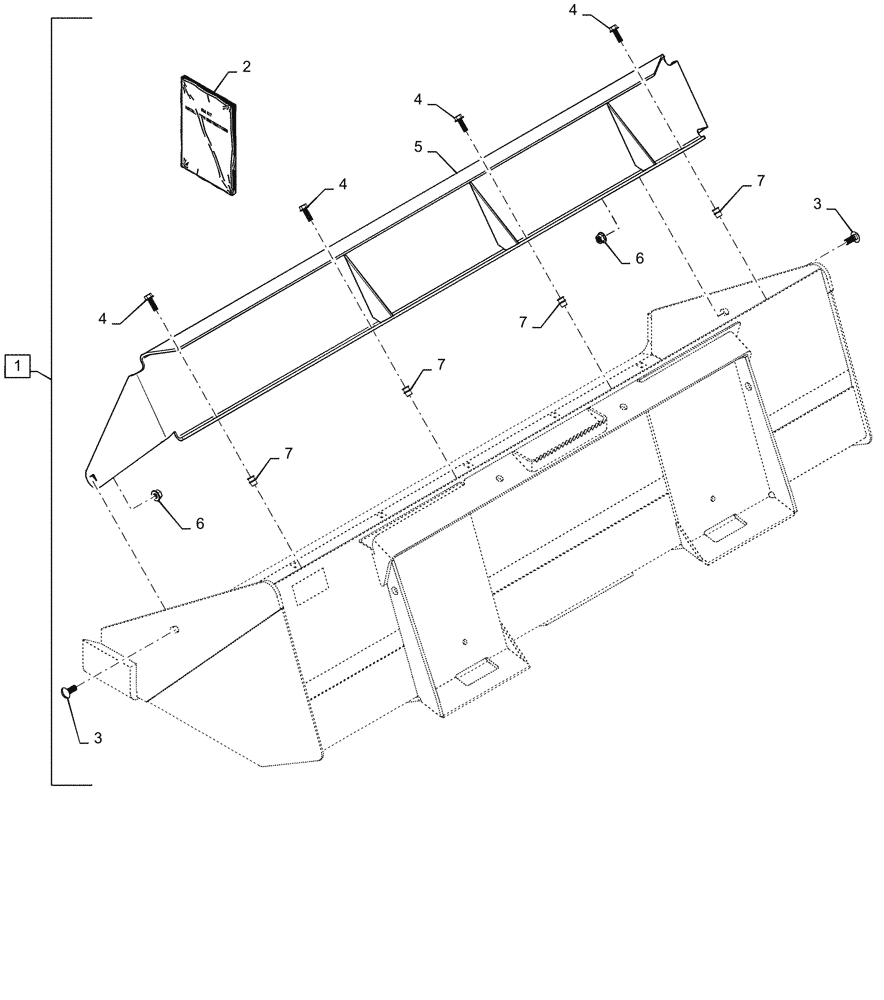 Схема запчастей Case SR130 - (82.300.AN[19]) - BUCKET SPILL GUARD, 72" BUCKET (82) - FRONT LOADER & BUCKET