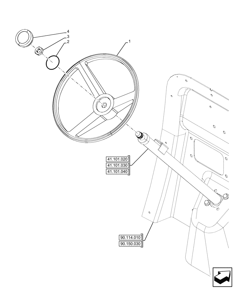 Схема запчастей Case 580SN - (41.101.010) - STEERING WHEEL (41) - STEERING