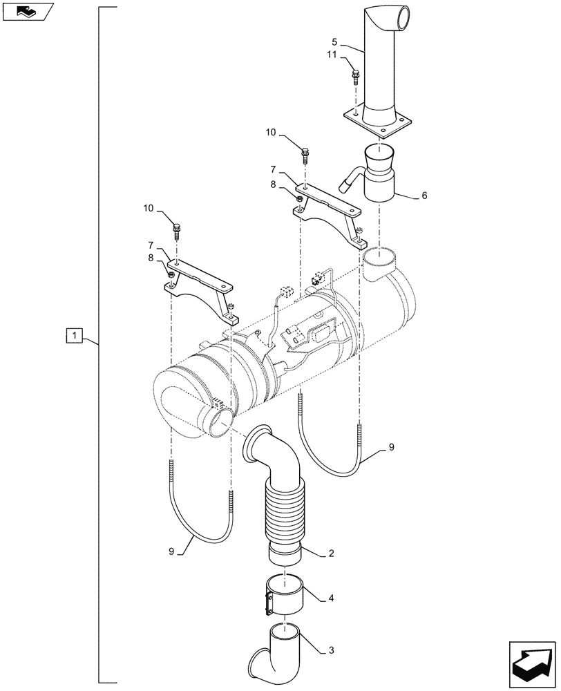 Схема запчастей Case 1221F - (10.254.AD) - EXHAUST SYSTEM MOUNTING PARTS (10) - ENGINE