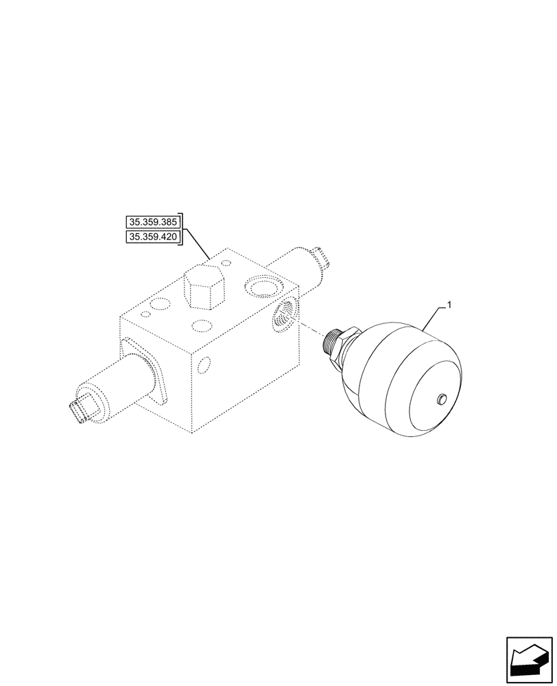 Схема запчастей Case 590SN - (35.357.140) - VAR - 747776, 747864 - AUXILIARY CONTROL VALVE, PILOT ACCUMULATOR (35) - HYDRAULIC SYSTEMS