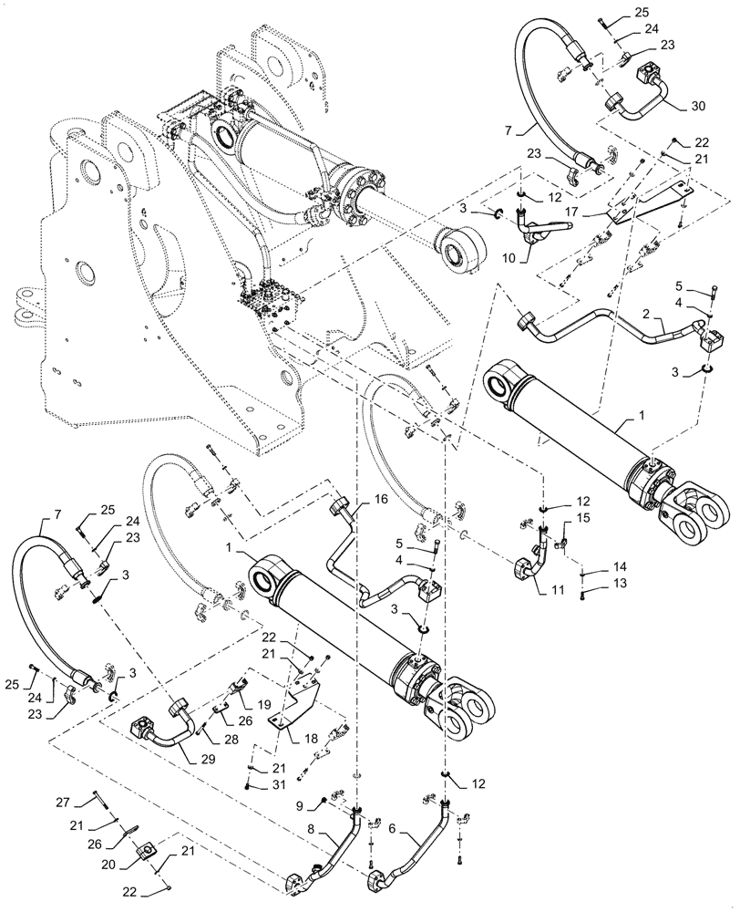 Схема запчастей Case 1021G - (35.100.010[02]) - LIFT CYLINDER LINES AND FITTINGS (35) - HYDRAULIC SYSTEMS