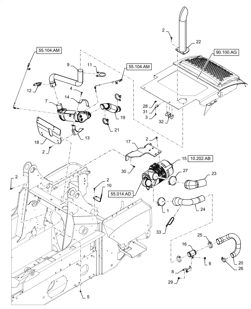 Схема запчастей Case SV280 - (10.254.AD[01]) - INTAKE & EXHAUST (10) - ENGINE