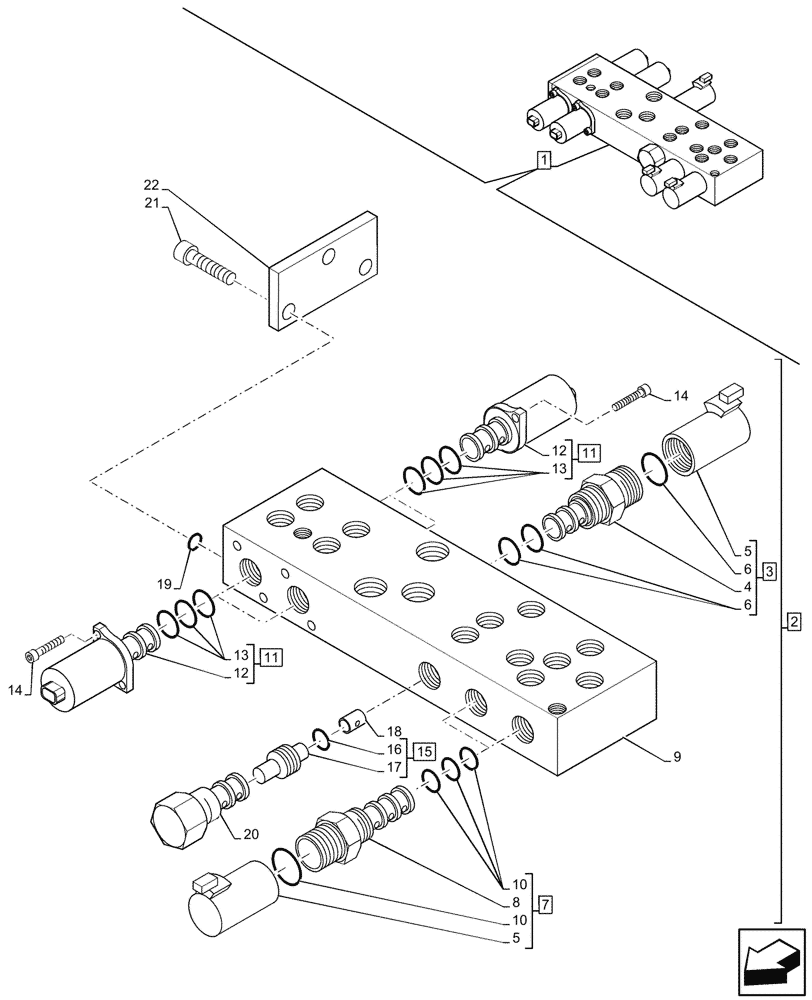 Схема запчастей Case 590SN - (35.357.250) - 6-SPOOL, PRESSURE CONTROL VALVE, STANDARD DIPPER, W/ PILOT CONTROLS, COMPONENTS (35) - HYDRAULIC SYSTEMS