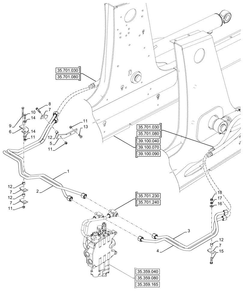 Схема запчастей Case 590SN - (35.701.260) - VAR - 747776, 747864 - LOADER ARM, CYLINDER, LINE (35) - HYDRAULIC SYSTEMS