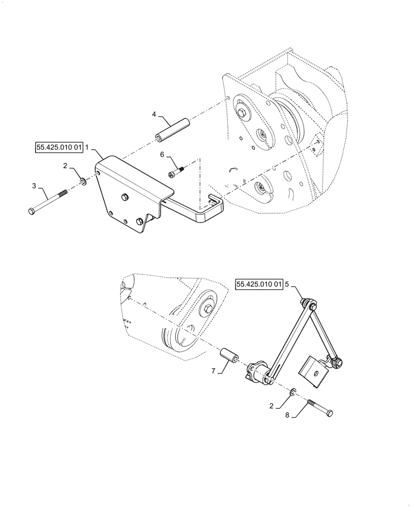 Схема запчастей Case 521G - (55.425.010) - ELECTROHYDRAULIC SENSOR, LIFT AND TILT, Z-BAR & XR (55) - ELECTRICAL SYSTEMS