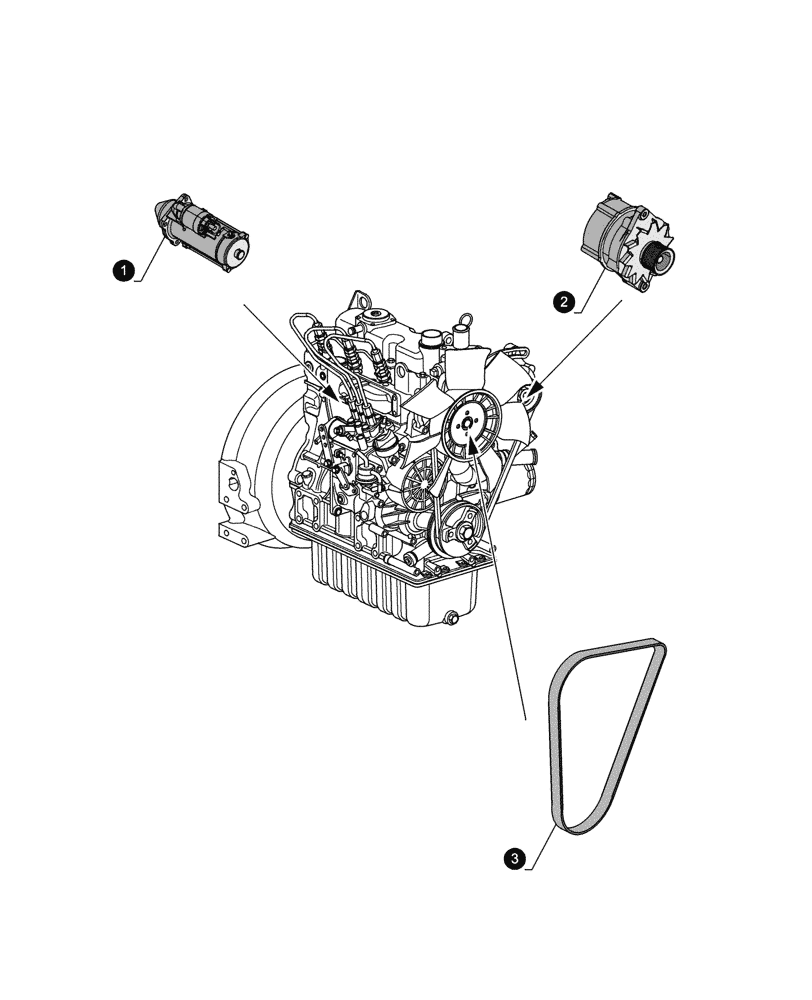 Схема запчастей Case CX26C - (05.100.04[02]) - MAINTENANCE PARTS - STARTER MOTOR, ALTERNATOR, BELTS (05) - SERVICE & MAINTENANCE