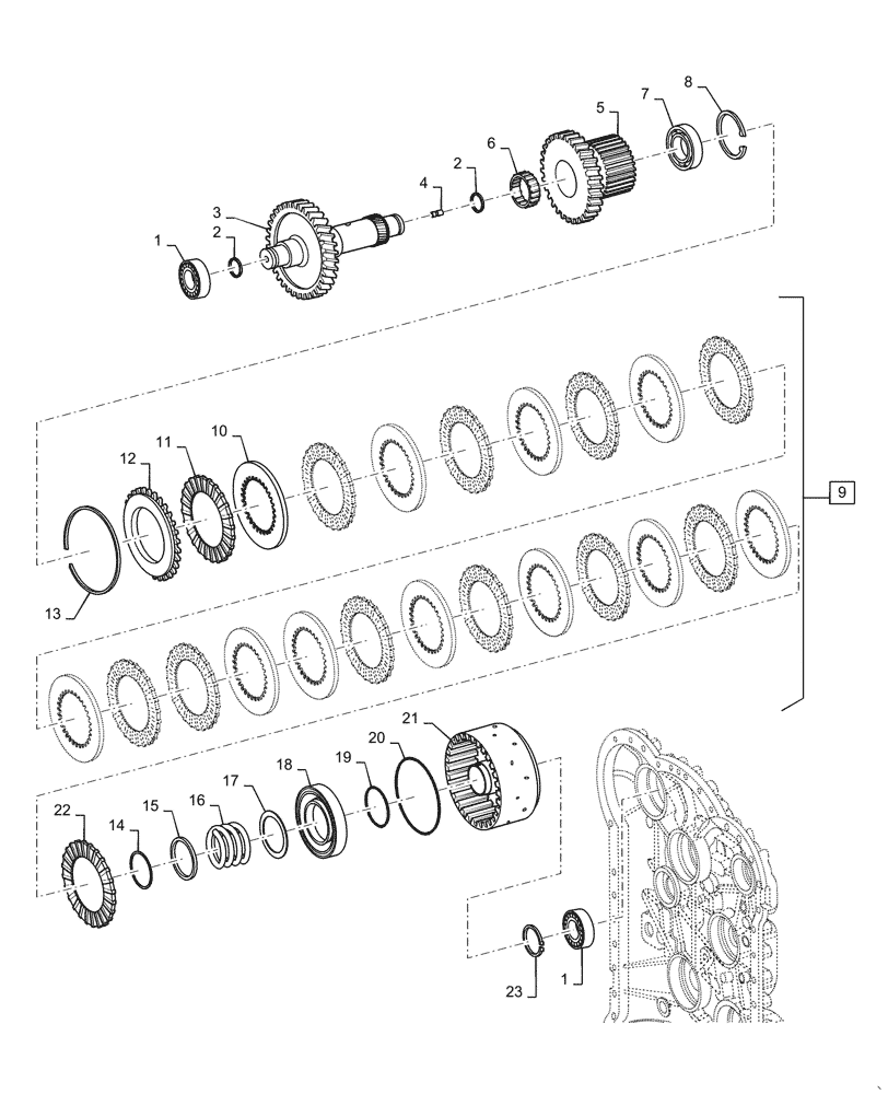 Схема запчастей Case 821G - (21.155.050) - VAR - 424224, 424225 - FORWARD CLUTCH ASSEMBLY (21) - TRANSMISSION