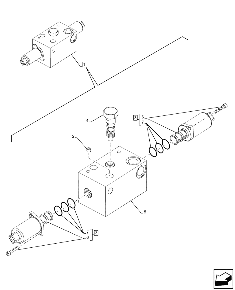 Схема запчастей Case 580SN WT - (35.359.390) - VAR - 747776, 747864 - AUXILIARY CONTROL VALVE, COMPONENTS (35) - HYDRAULIC SYSTEMS