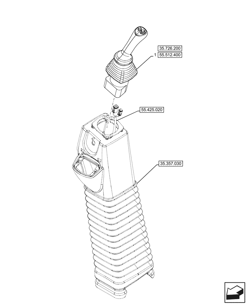 Схема запчастей Case 580SN WT - (35.726.190) - 6-SPOOL, 7-SPOOL, JOYSTICK MOUNTING, LH, W/ PILOT CONTROLS, W/ SINGLE AUXILIARY HYDRAULIC (35) - HYDRAULIC SYSTEMS