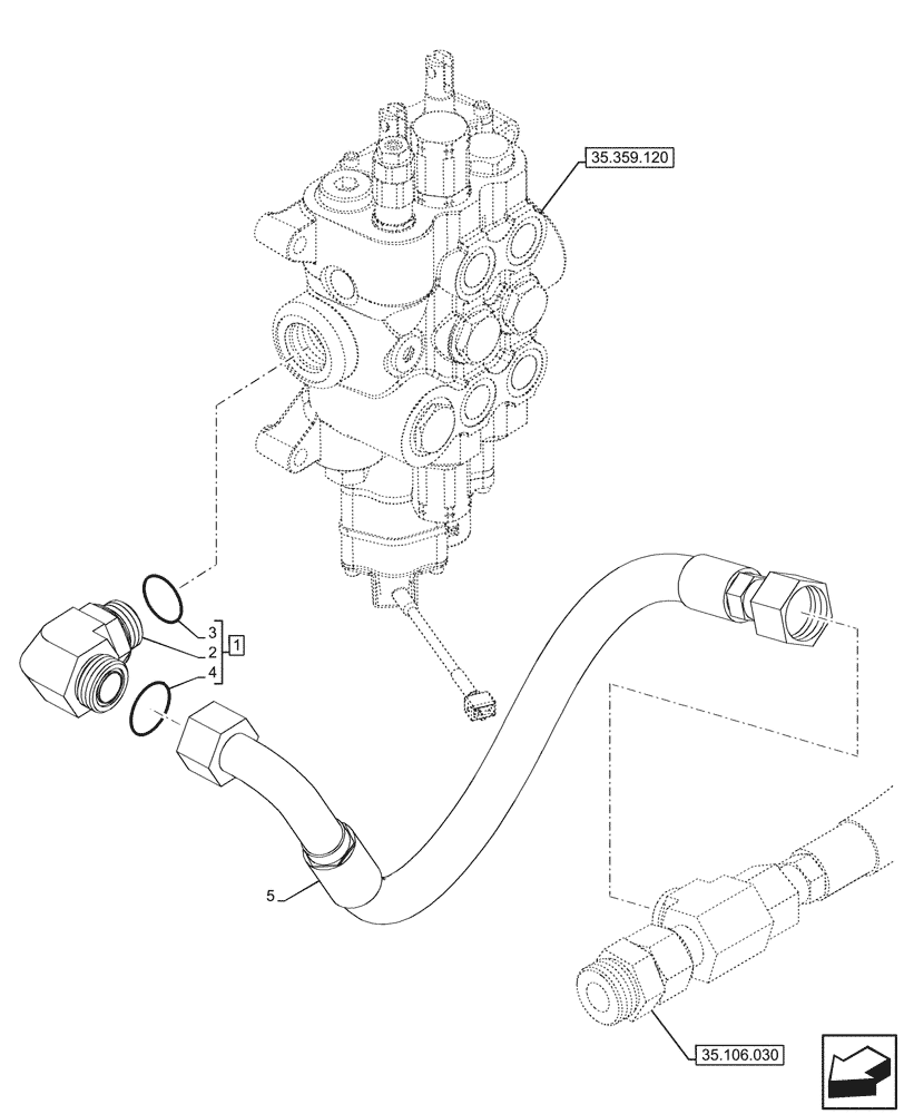 Схема запчастей Case 580SN - (35.106.130) - LOADER, HYDRAULIC PUMP, CONTROL VALVE, MECHANICAL, 2-SPOOL, LINE (35) - HYDRAULIC SYSTEMS