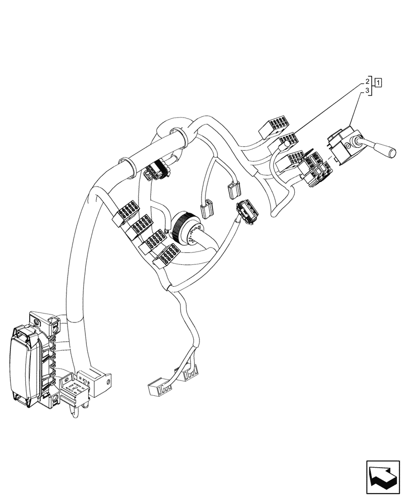 Схема запчастей Case 580N - (55.405.120) - POWERSHUTTLE, TRANSMISSION, FRONT CONSOLE, HARNESS, W/ OPTION, INDICATOR LIGHT, SWITCH (55) - ELECTRICAL SYSTEMS