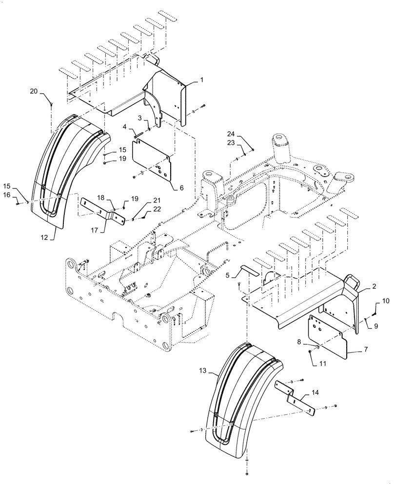 Схема запчастей Case 521G - (90.116.010[03]) - VAR - 782511 - REAR FENDER, WIDE (90) - PLATFORM, CAB, BODYWORK AND DECALS