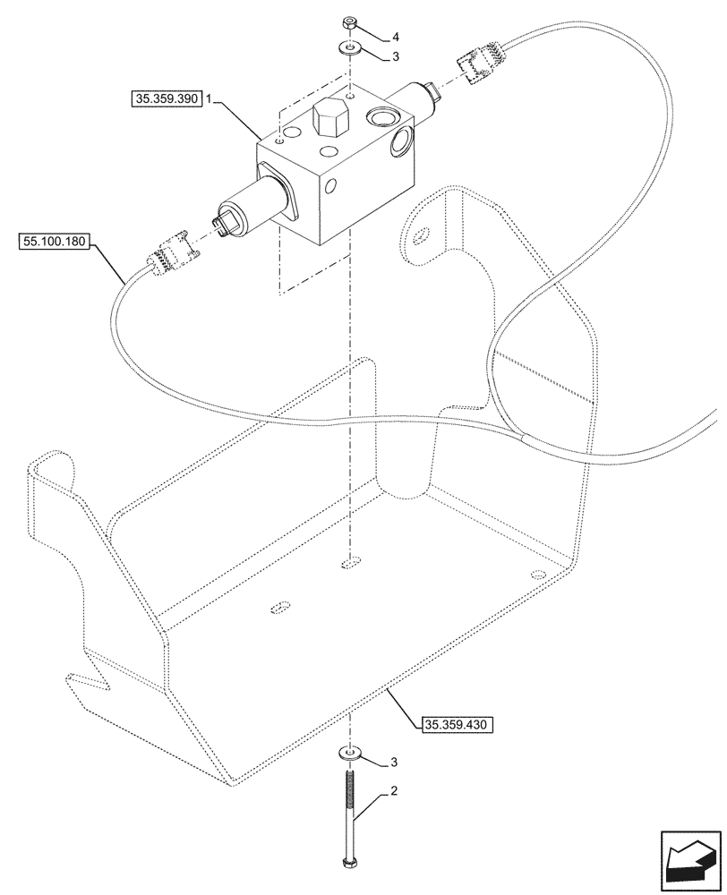 Схема запчастей Case 580SN WT - (35.359.385) - VAR - 747776, 747864 - AUXILIARY CONTROL VALVE (35) - HYDRAULIC SYSTEMS