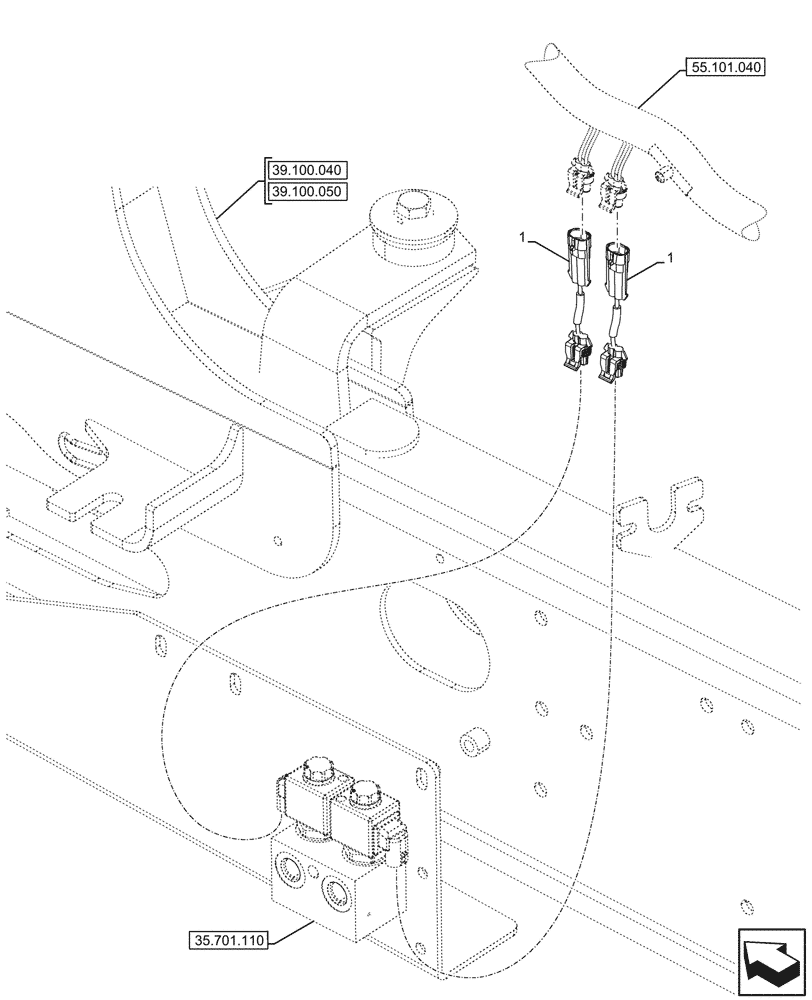 Схема запчастей Case 580N - (55.526.040) - SEMI-POWERSHIFT, TRANSMISSION, RIDE CONTROL, JUMPER (55) - ELECTRICAL SYSTEMS