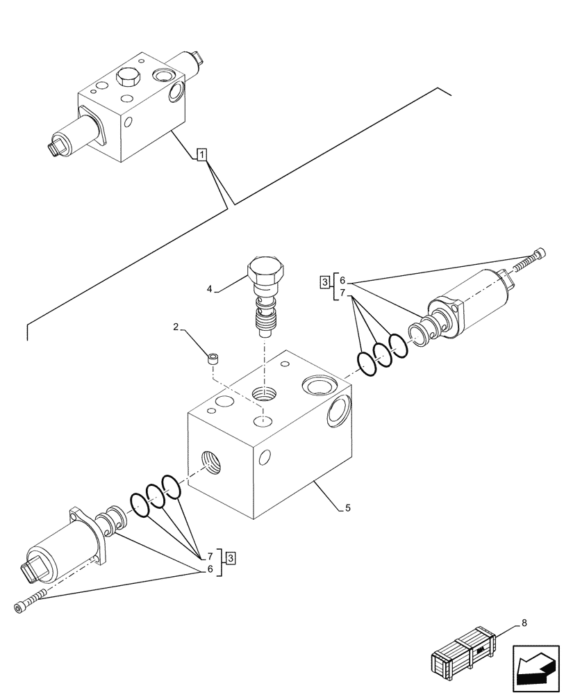 Схема запчастей Case 580SN WT - (35.359.375) - AUXILIARY CONTROL VALVE, COMPONENTS (35) - HYDRAULIC SYSTEMS