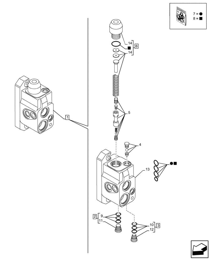 Схема запчастей Case 580SN - (35.359.150) - LOADER, CONTROL VALVE, PILOT CONTROLS, INLET SECTION (35) - HYDRAULIC SYSTEMS