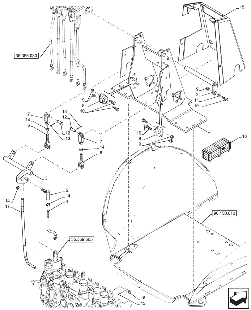 Схема запчастей Case 580SN WT - (35.356.040) - BACKHOE CONTROL VALVE, 8-SPOOL, MECHANICAL CONTROL, EXTANDABLE DIPPER, W/O 2 LEVER CONTROLS, W/O DOUBLE AUXILIARY (35) - HYDRAULIC SYSTEMS