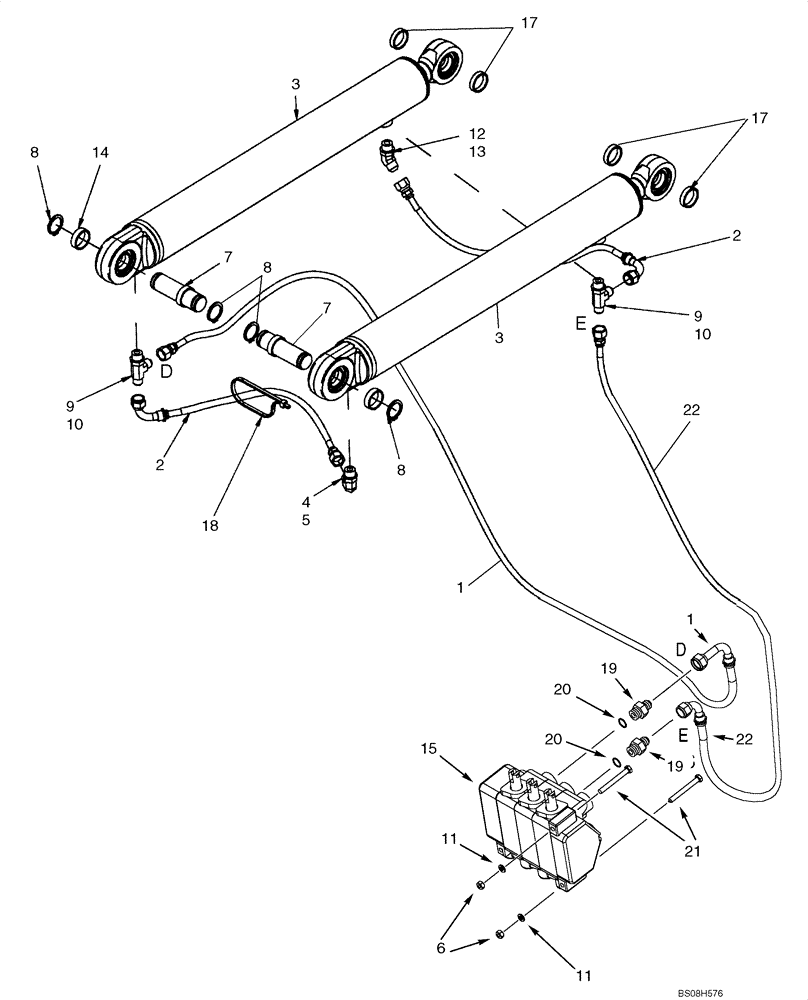 Схема запчастей Case 586G - (08-04) - HYDRAULICS - FORKLIFT TILT (08) - HYDRAULICS