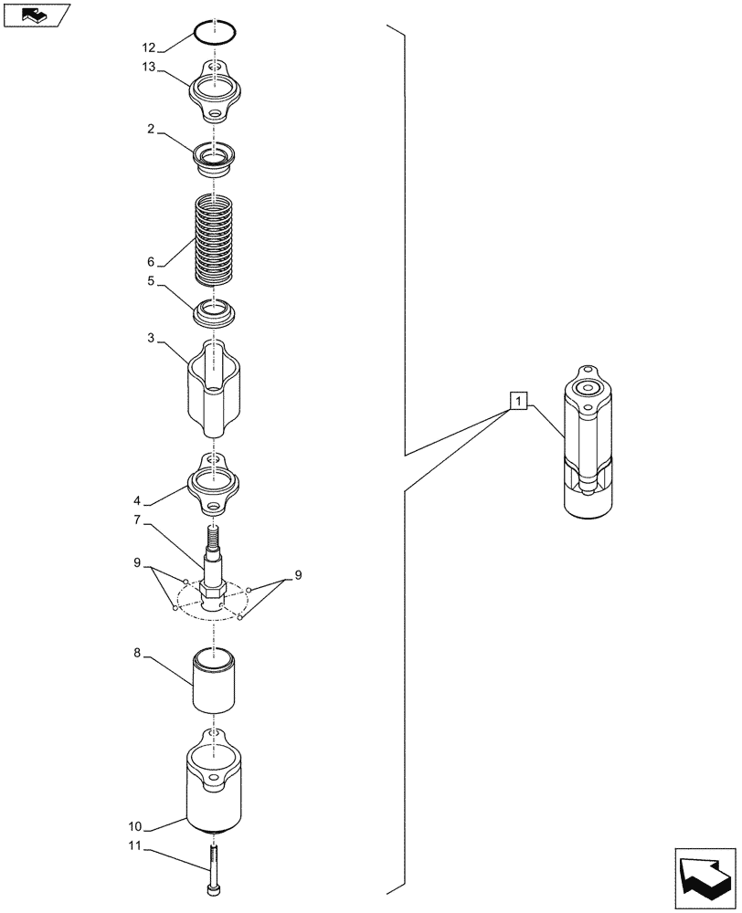 Схема запчастей Case 590SN - (35.724.10[03]) - CONTROL VALVE - MECHANICAL - DETENT (35) - HYDRAULIC SYSTEMS