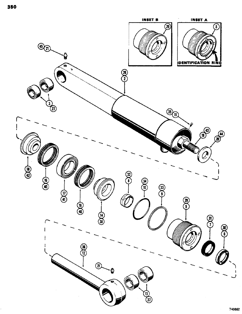 Схема запчастей Case 850 - (350) - G33776 TILT CYLINDER - TILT DOZER, GLAND HAS IDENTIFICATION RING (07) - HYDRAULIC SYSTEM