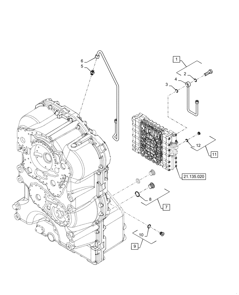 Схема запчастей Case 821G - (21.135.030) - VAR - 424225 - CONTROL UNIT INSTALLATION (21) - TRANSMISSION