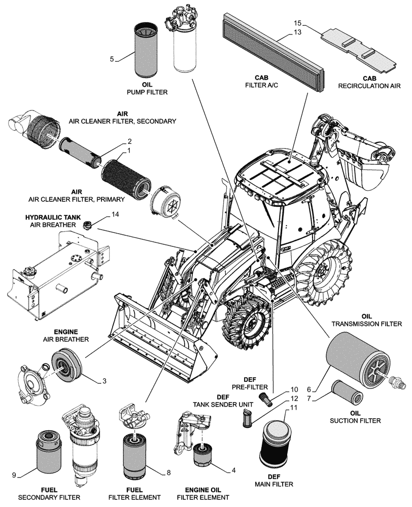 Схема запчастей Case 580SN - (05.100.041) - MAINTENANCE PARTS - FILTERS (05) - SERVICE & MAINTENANCE