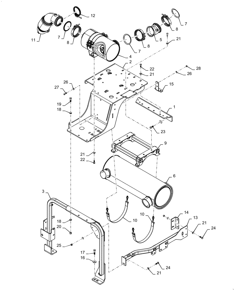 Схема запчастей Case 521G - (10.500.010) - EXHAUST SYSTEM (10) - ENGINE