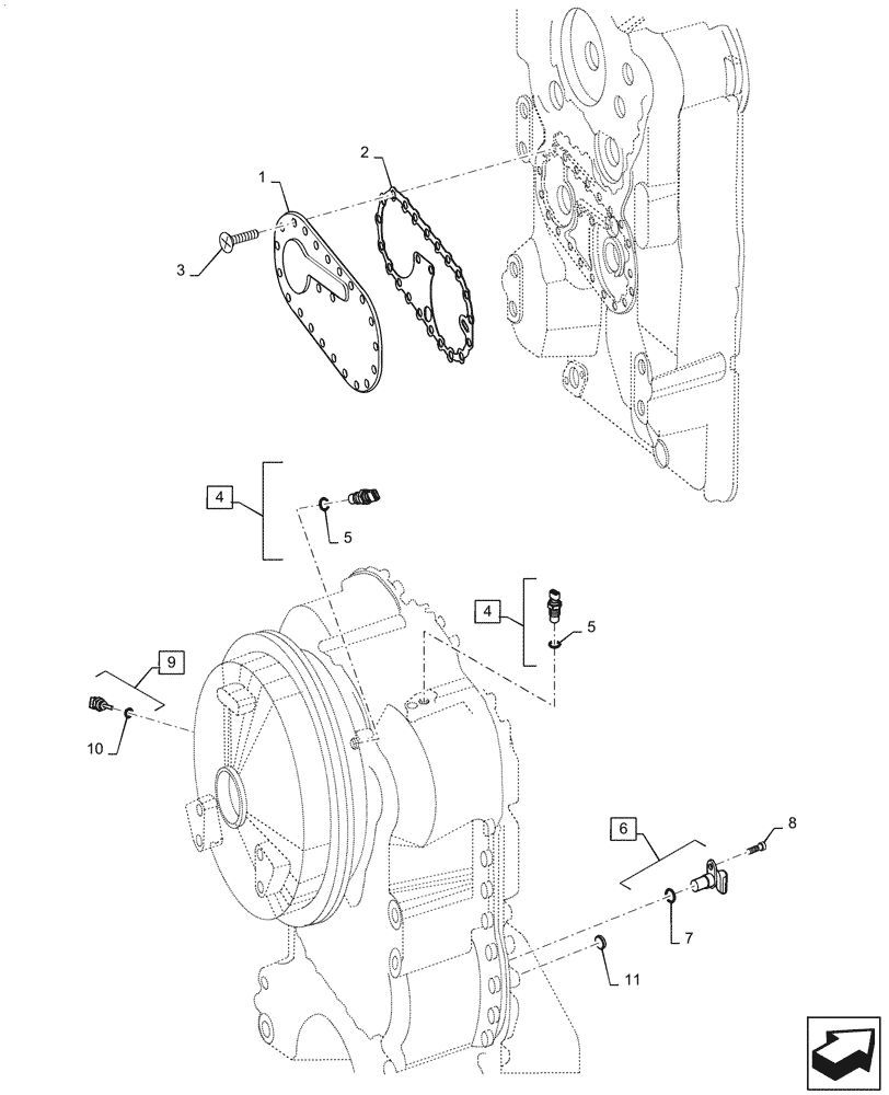 Схема запчастей Case 821G - (21.130.010) - VAR - 424224, 424225 - TEMPERATURE SENDER, PUMP COVER, SPEED SENSOR (21) - TRANSMISSION