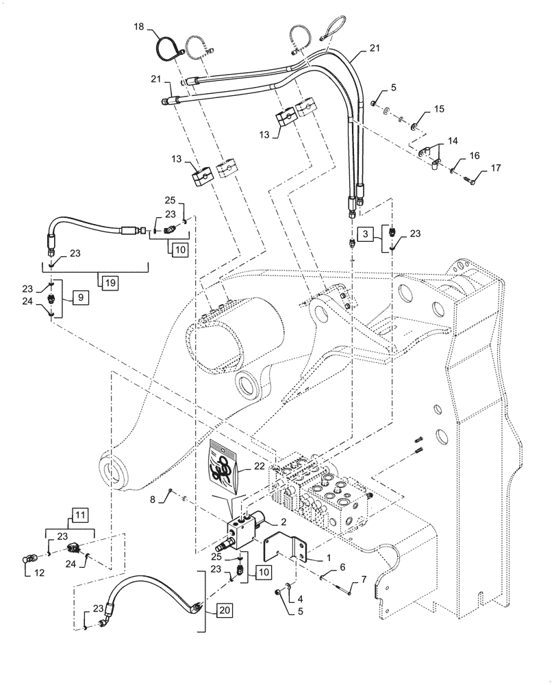 Схема запчастей Case 521G - (35.701.010) - VAR - 482047, 424988, 734006, 734007 - COUPLER LINE INSTALLATION, Z-BAR (35) - HYDRAULIC SYSTEMS