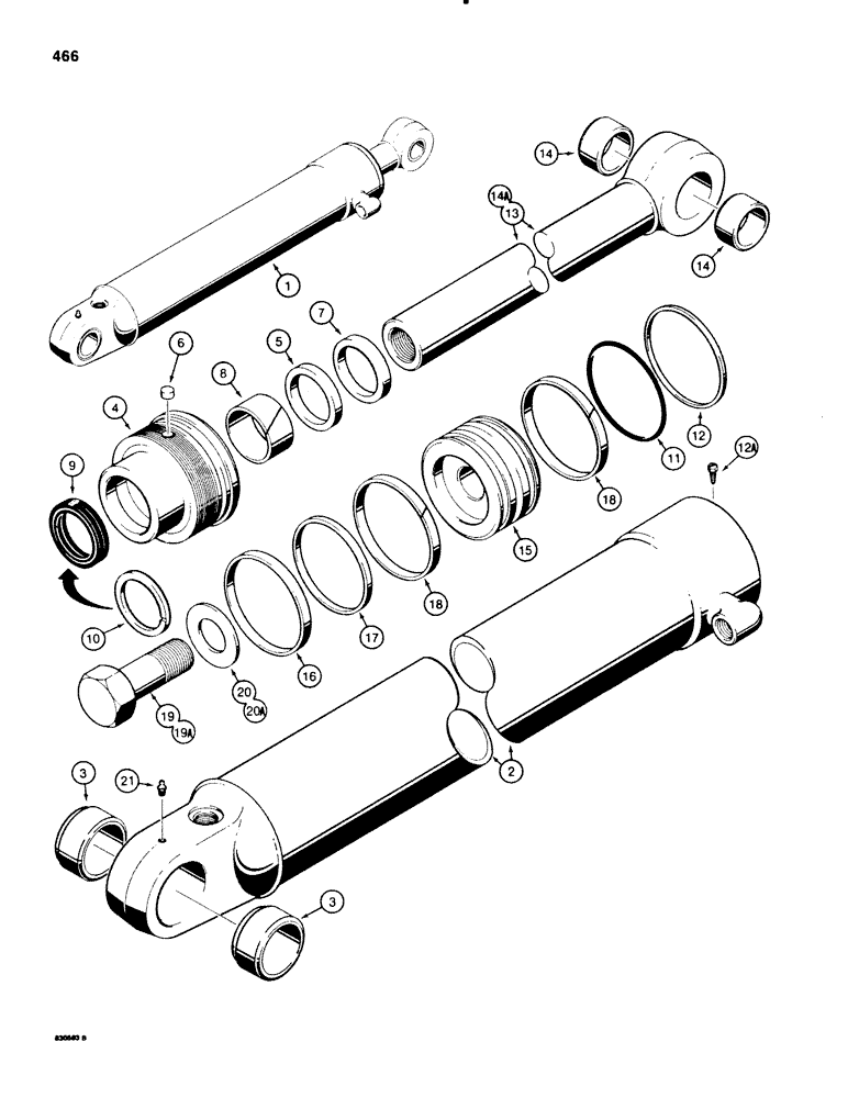 Схема запчастей Case 580SE - (466) - G109139 AND G109140 BACKHOE STABILIZER CYLINDERS (08) - HYDRAULICS