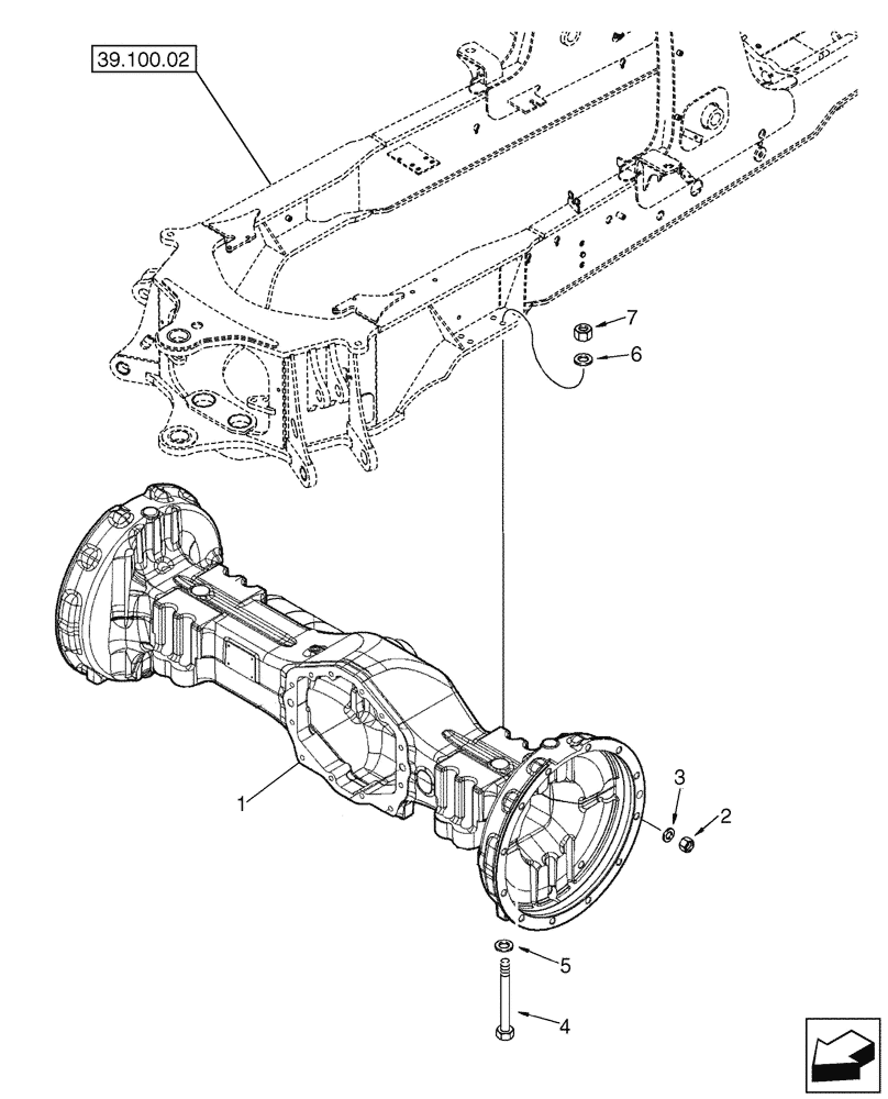 Схема запчастей Case 580SM - (27.100.08) - AXLE, REAR DRIVE - MOUNTING (27) - REAR AXLE SYSTEM