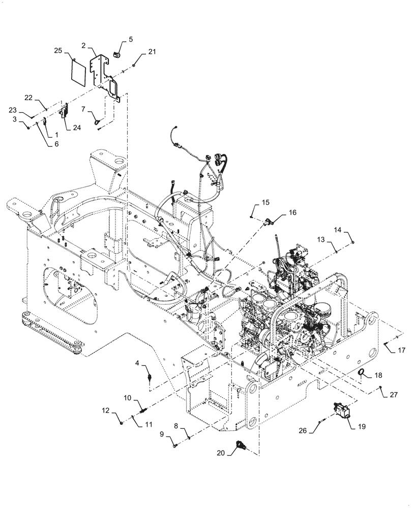 Схема запчастей Case 521G - (55.015.010[02]) - ENGINE & REAR CHASSIS HARNESS INSTALLATION (55) - ELECTRICAL SYSTEMS