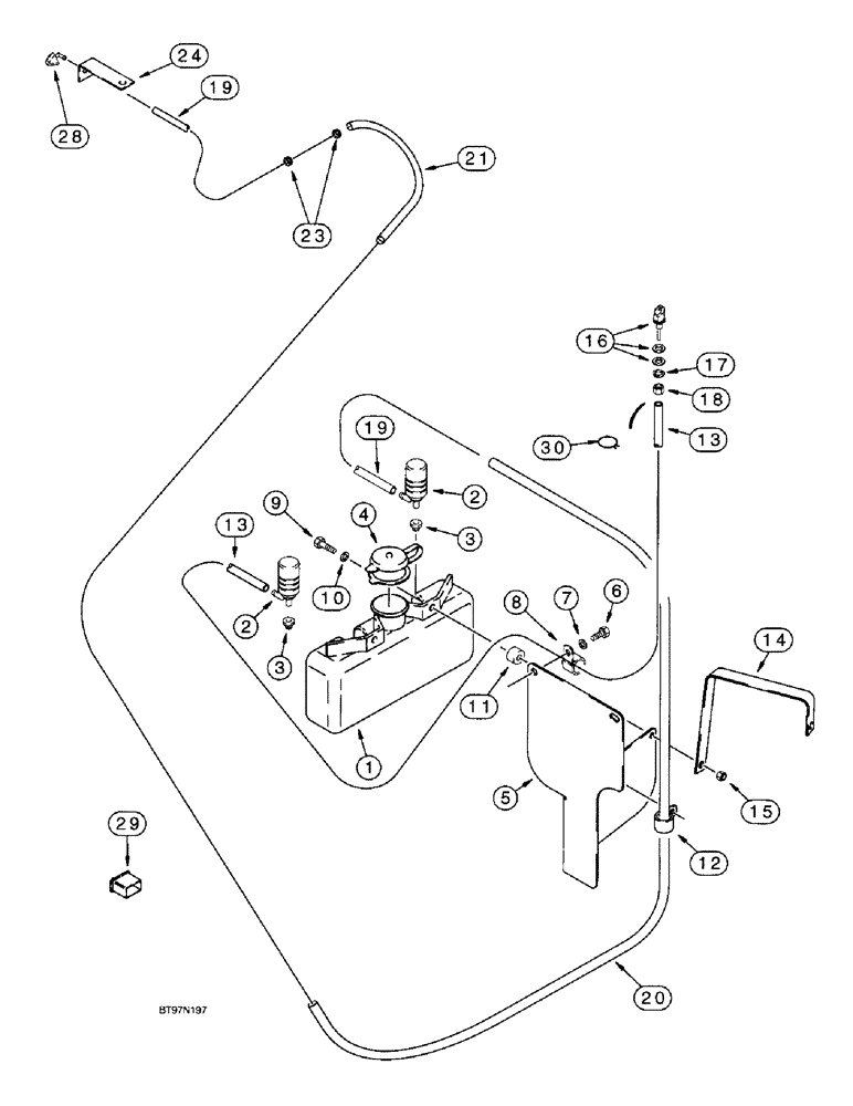 Схема запчастей Case 590SL - (9-81) - WINDSHIELD WASHERS - FRONT AND REAR (09) - CHASSIS/ATTACHMENTS