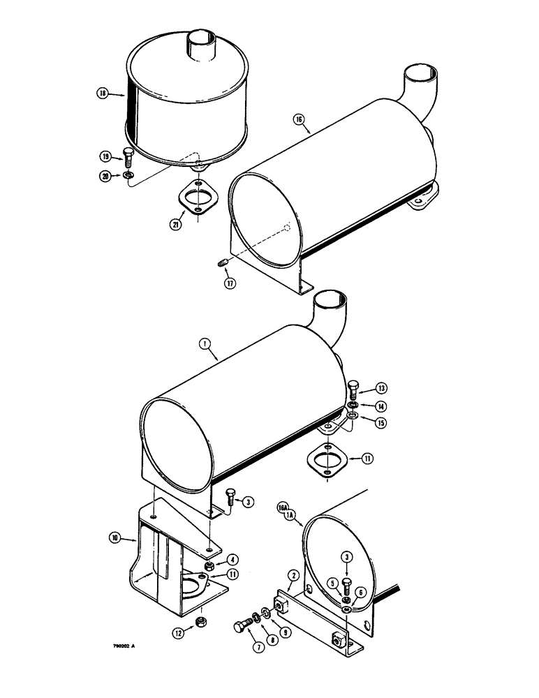 Схема запчастей Case 350B - (012) - MUFFLERS (01) - ENGINE