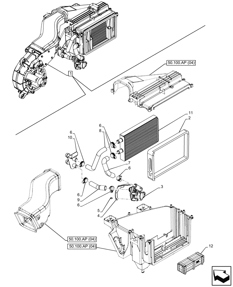 Схема запчастей Case 121F - (50.100.AI[02]) - VAR - 734506 - AIR CONDITIONING, HEATER, COMPONENTS (50) - CAB CLIMATE CONTROL