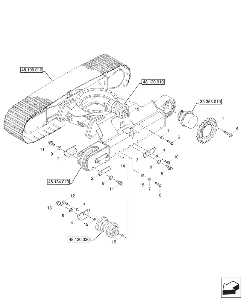 Схема запчастей Case CX57C - (48.130.040) - VAR - 747097 - SPROCKET, TRACK CHAIN, GUARD (48) - TRACKS & TRACK SUSPENSION