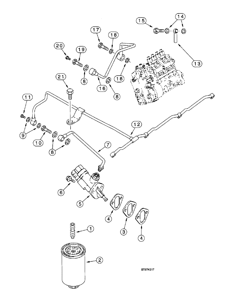 Схема запчастей Case 580L - (3-12) - FUEL FILTER, 4-390 EMISSIONS CERTIFIED ENGINE, 4T-390 EMISSIONS CERTIFIED ENGINE (03) - FUEL SYSTEM