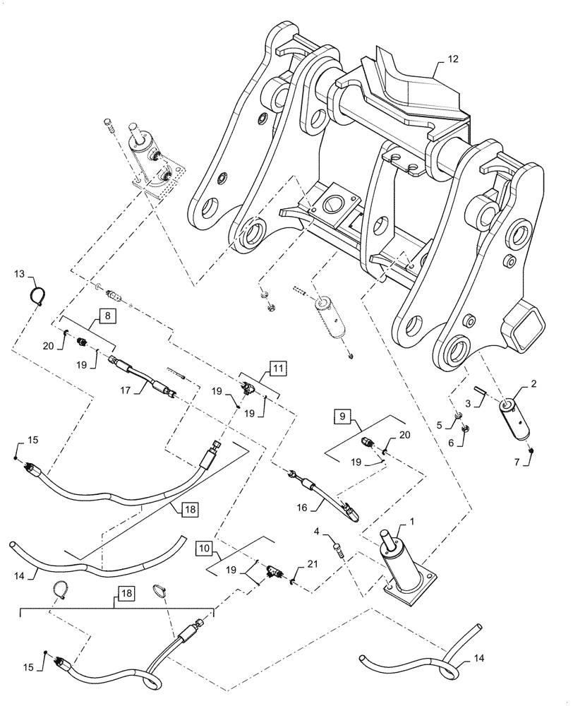 Схема запчастей Case 521G - (82.100.020) - VAR - 734006, 734007 - BUCKET COUPLING, XT (82) - FRONT LOADER & BUCKET